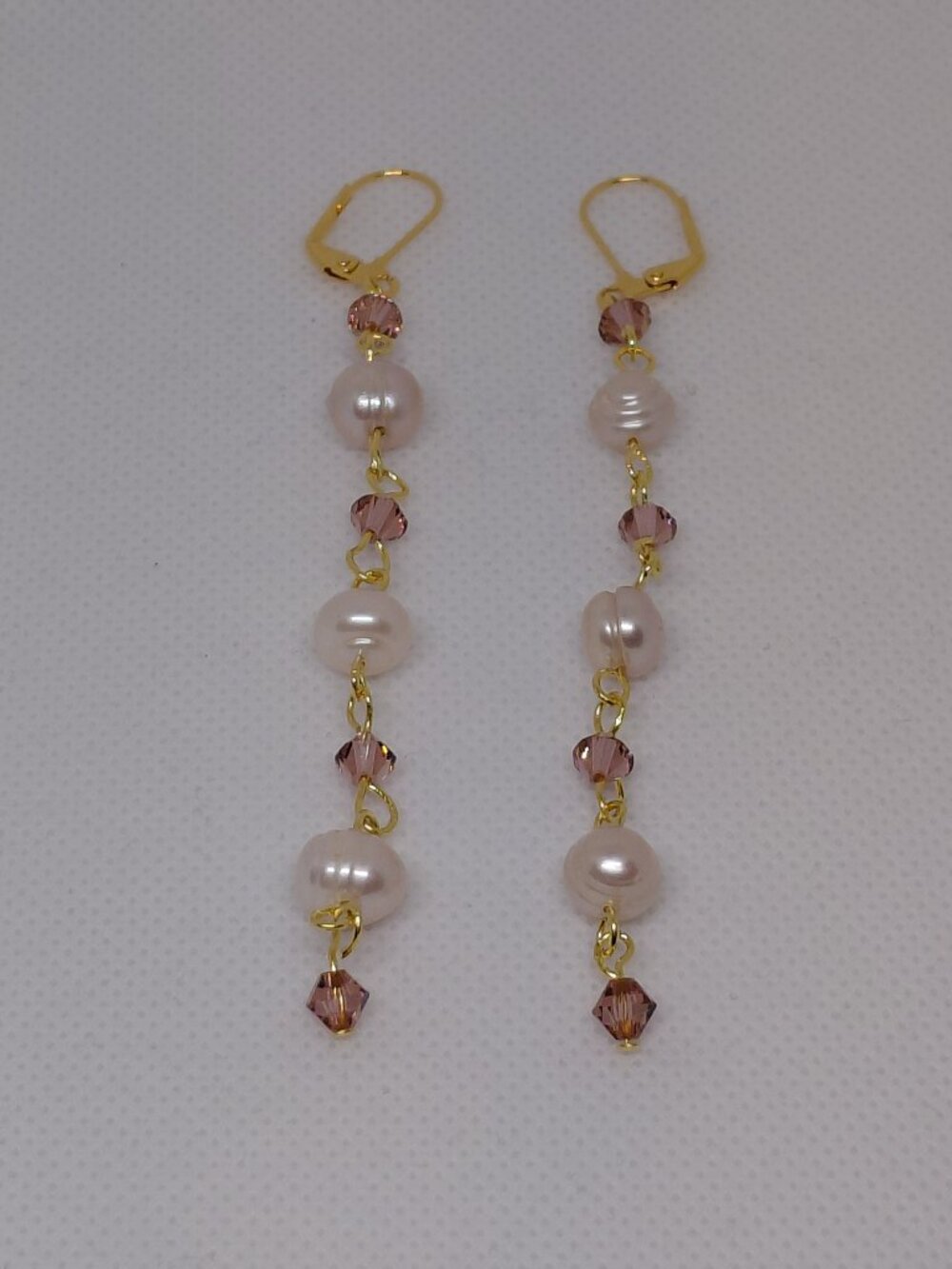 Ivory and Blush Pink Freshwater Pearl and Swarovski Crystal Earrings